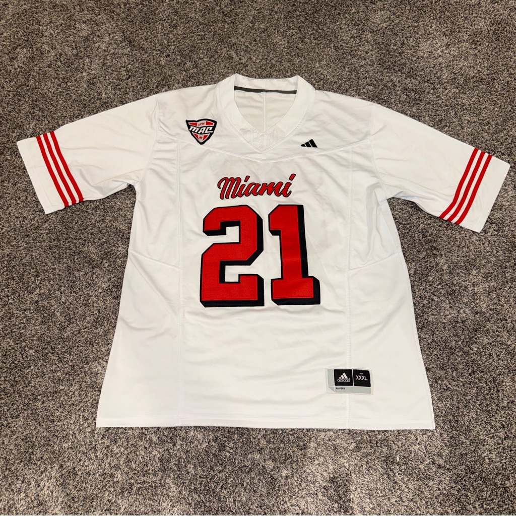 2024-2025 Adidas Miami Ohio Redhawks #21 White Embroidered Sewn Jersey 3xl Xxxl